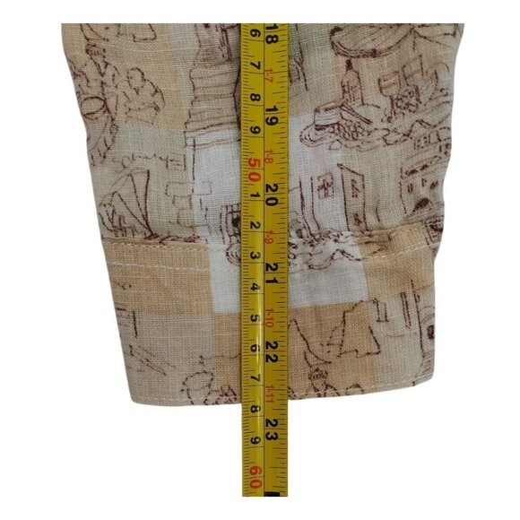 C&C California 100% Linen Beige White Printed Long-Sleeve Shirt Womens Size L. - Picture 7 of 7